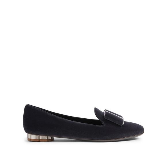 Salvatore Ferragamo Sarno Velvet Bow Flower Heel Loafers sz. 6B - Picture 2 of 12